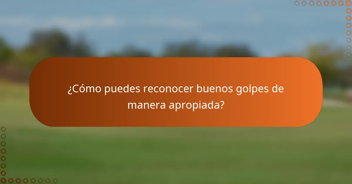 ¿Cómo puedes reconocer buenos golpes de manera apropiada?